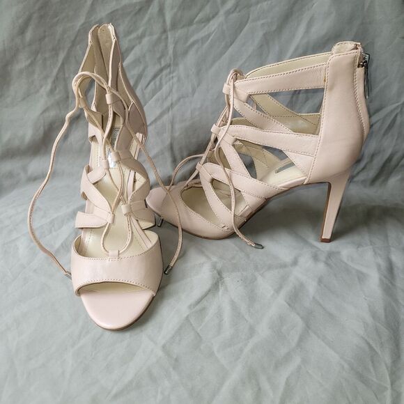 BCBGeneration size 8 blush pink Lace-up  Zipper Closure Open Toe Stiletto heel - Picture 5 of 9